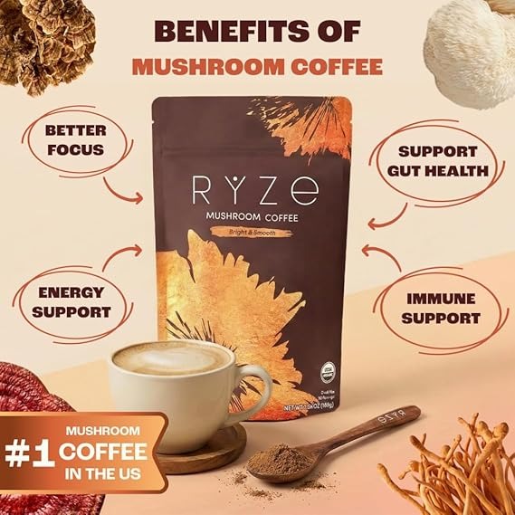 RYZE Mushroom Coffee – Organic Energy & Smooth Coffee Blend