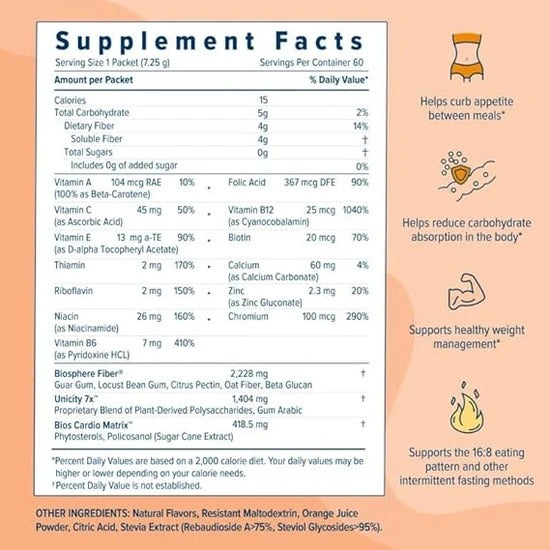 Unicity Balance Natural Orange – Carb Control & Digestive Support 30 Packets