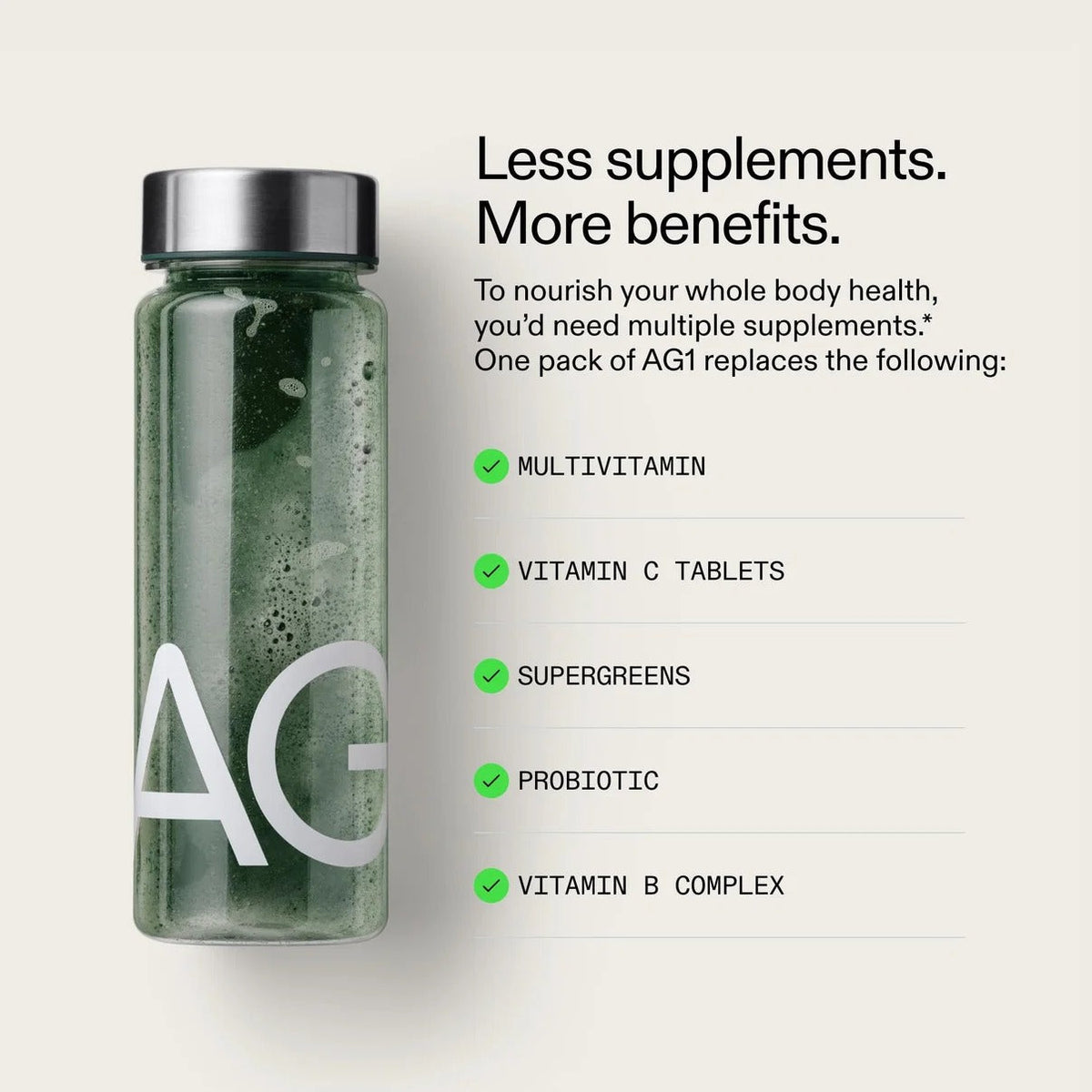 AG1 Daily Greens Powder – Vitamins, Minerals & Probiotics