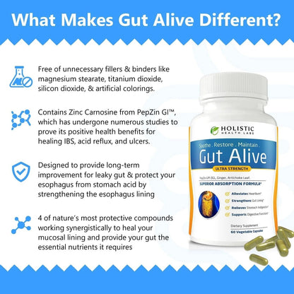 Gut Alive Ultra Strength – Gut & Digestive Health Support, 6 Capsules