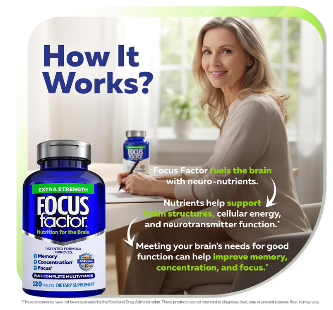 Focus Factor Extra Strength – Memory, Concentration & Focus Support, 120 ct