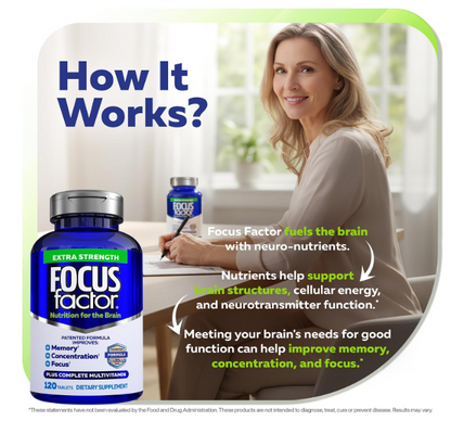 Focus Factor Extra Strength – Memory, Concentration & Focus Support, 120 ct