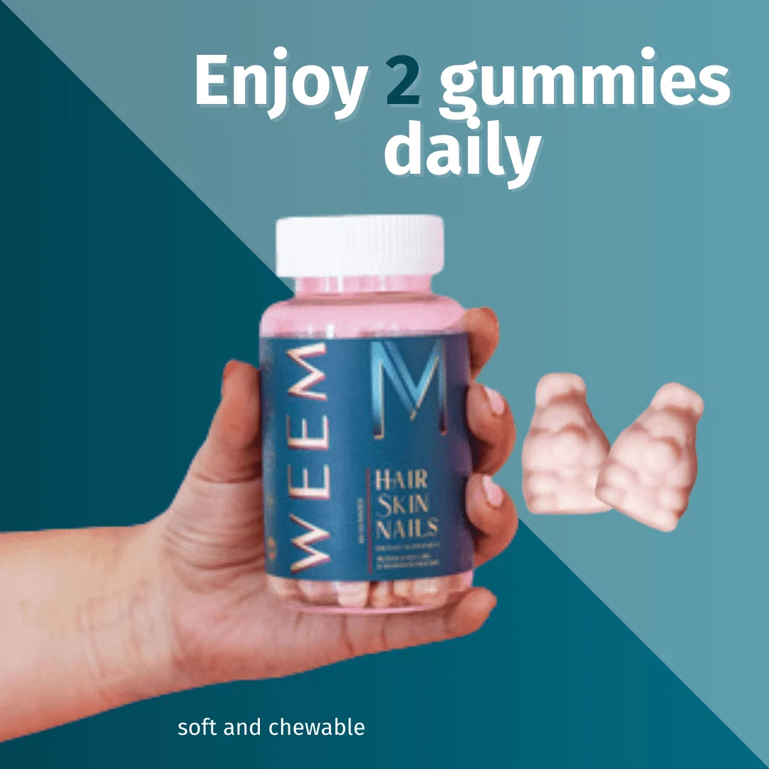 WEEM- Hair, Skin & Nails Gummies, Gluten Free, Vegan, Cruelty-free 60 ct.