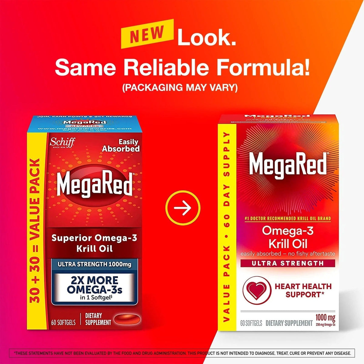 MegaRed Omega-3  Ultra Strength Heart Health Support, 60 Softgels