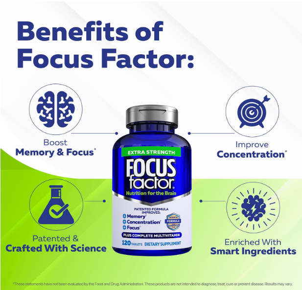 Focus Factor Extra Strength – Memory, Concentration & Focus Support, 120 ct