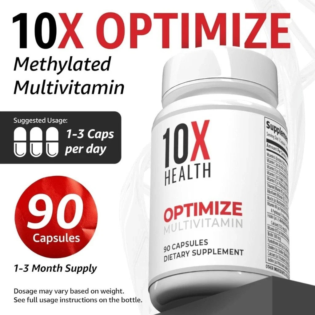 10X Health Optimize Methylated Multivitamin – 90 Capsules