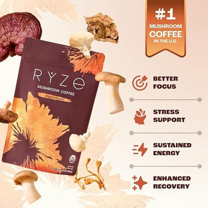 RYZE Mushroom Coffee – Organic Energy & Smooth Coffee Blend