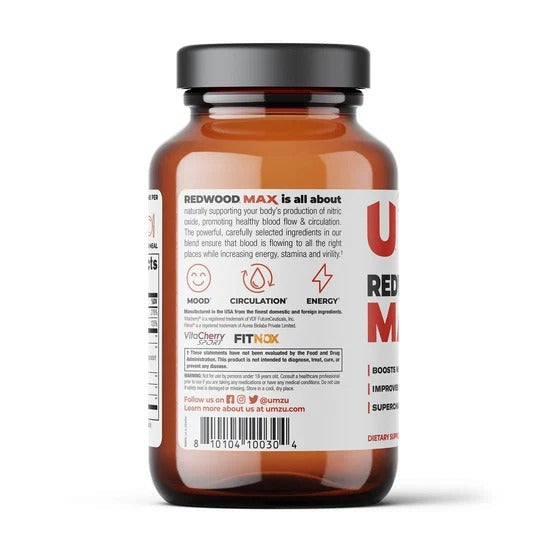 Redwood Max Nitric Oxide Supplement – Blood Flow & Stamina Support, 60 Capsules