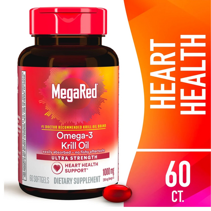 MegaRed Omega-3  Ultra Strength Heart Health Support, 60 Softgels