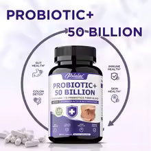 Probiotic 50 Billion CFU – 12 Strains & Prebiotic Fiber, 120 Capsules